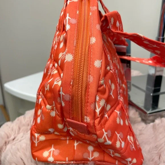 Lug Pedals Lunch Tote - Vibrant peach coral & white, insulated zipper tote OS - Picture 7 of 7